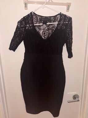 Kardashian Kollection Black Lace Midi Sheath Dress